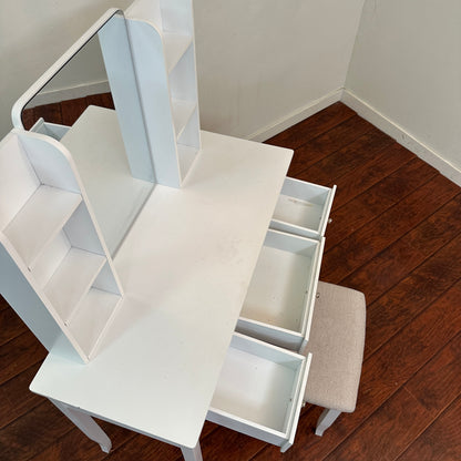 White Vanity with Stool