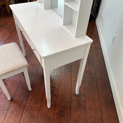 White Vanity with Stool