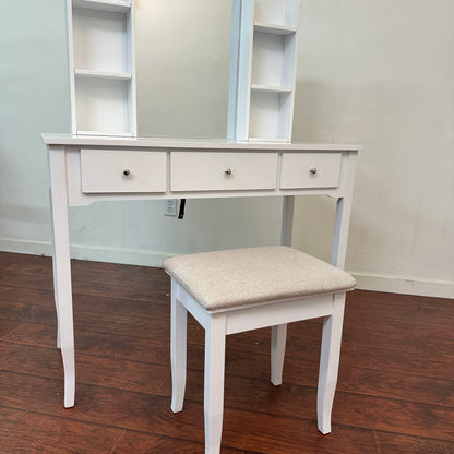 White Vanity with Stool