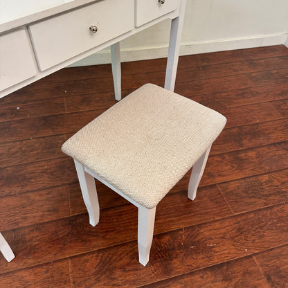 White Vanity with Stool