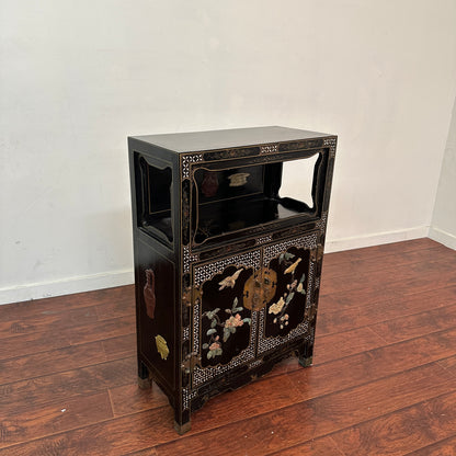 Vintage Chinoiserie Cabinet with Birds and Flowers