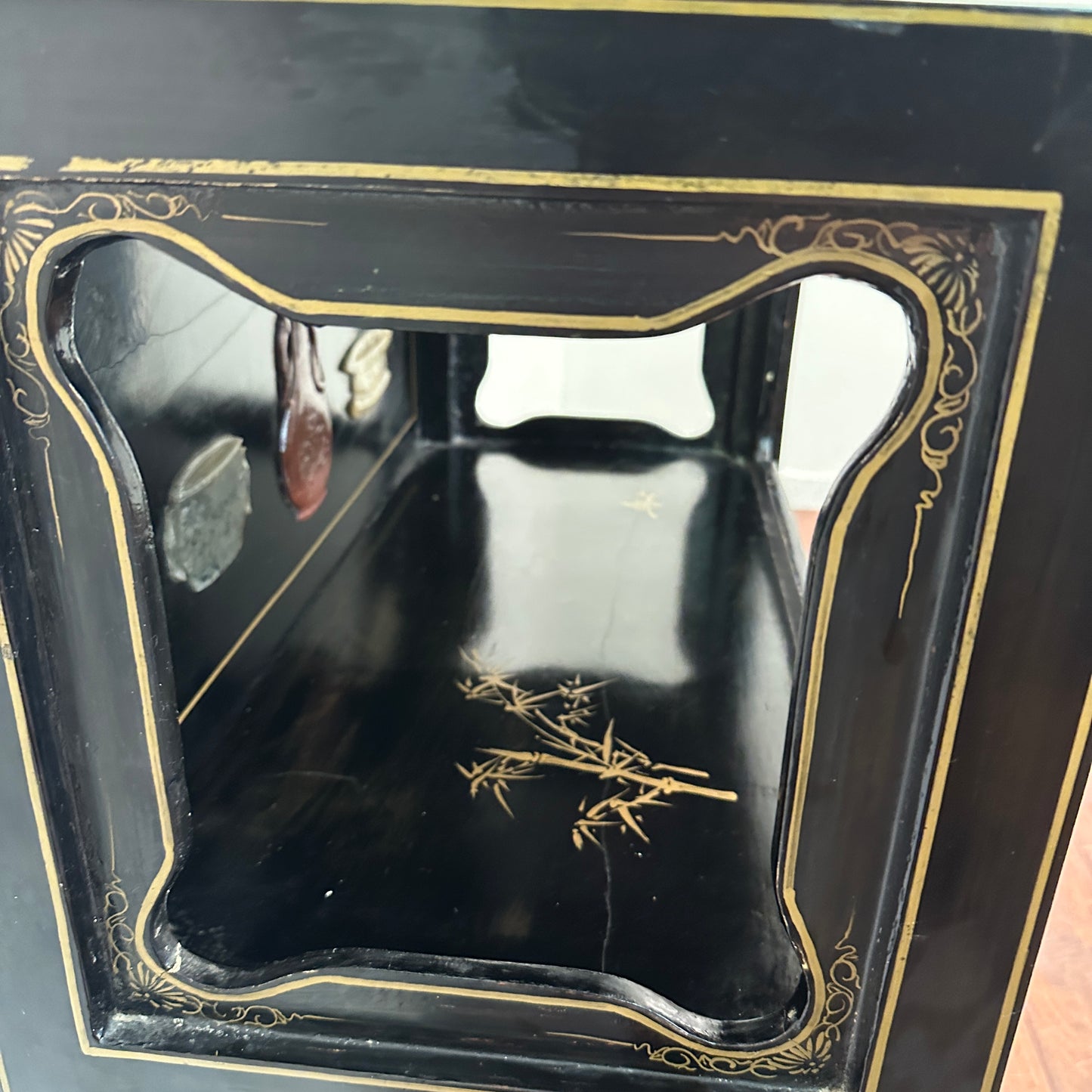 Vintage Chinoiserie Cabinet with Birds and Flowers