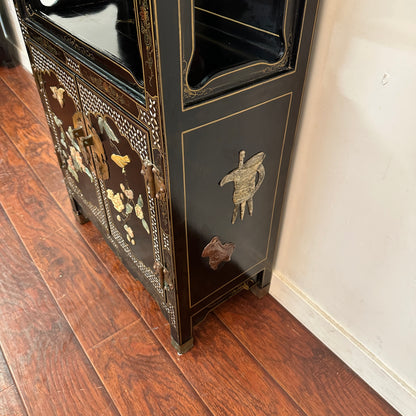 Vintage Chinoiserie Cabinet with Birds and Flowers