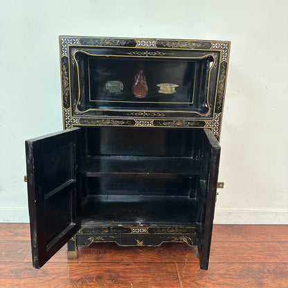 Vintage Chinoiserie Cabinet with Birds and Flowers