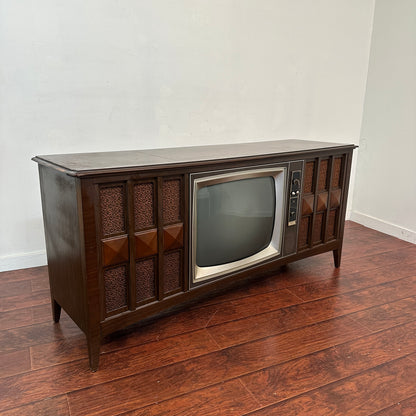 Mid-Century Console TV Cabinet with Original Television (1960s–1970s)