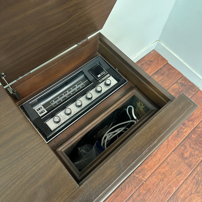 Mid-Century Console TV Cabinet with Original Television (1960s–1970s)