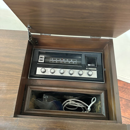 Mid-Century Console TV Cabinet with Original Television (1960s–1970s)