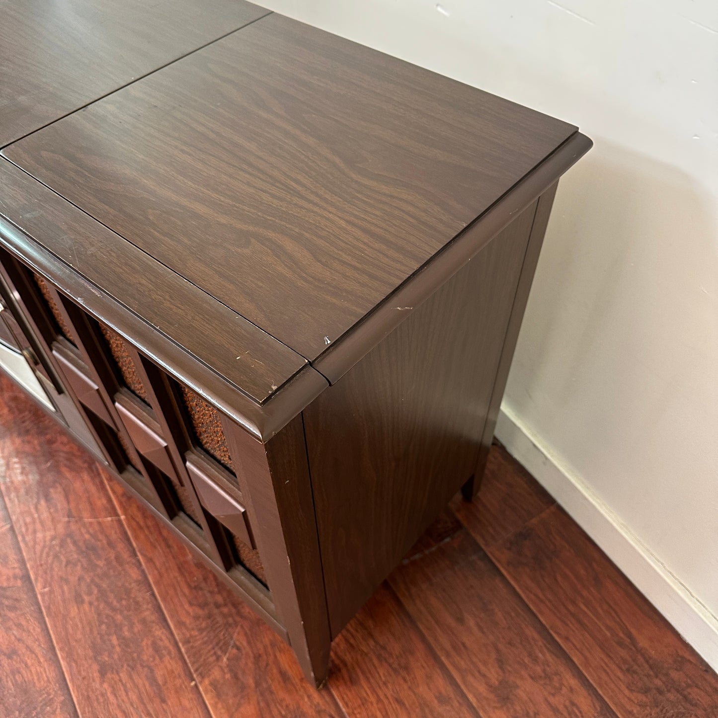 Mid-Century Console TV Cabinet with Original Television (1960s–1970s)