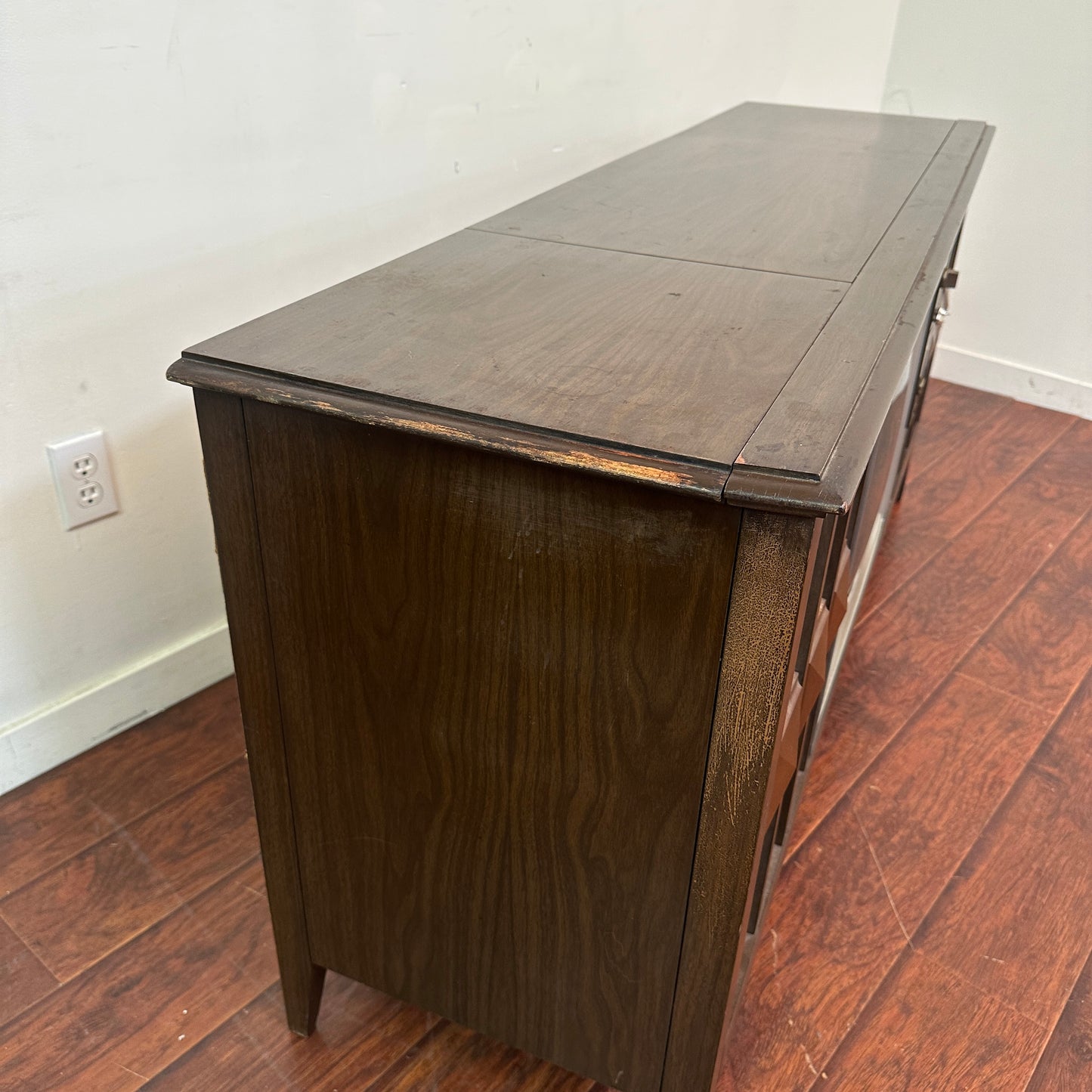 Mid-Century Console TV Cabinet with Original Television (1960s–1970s)