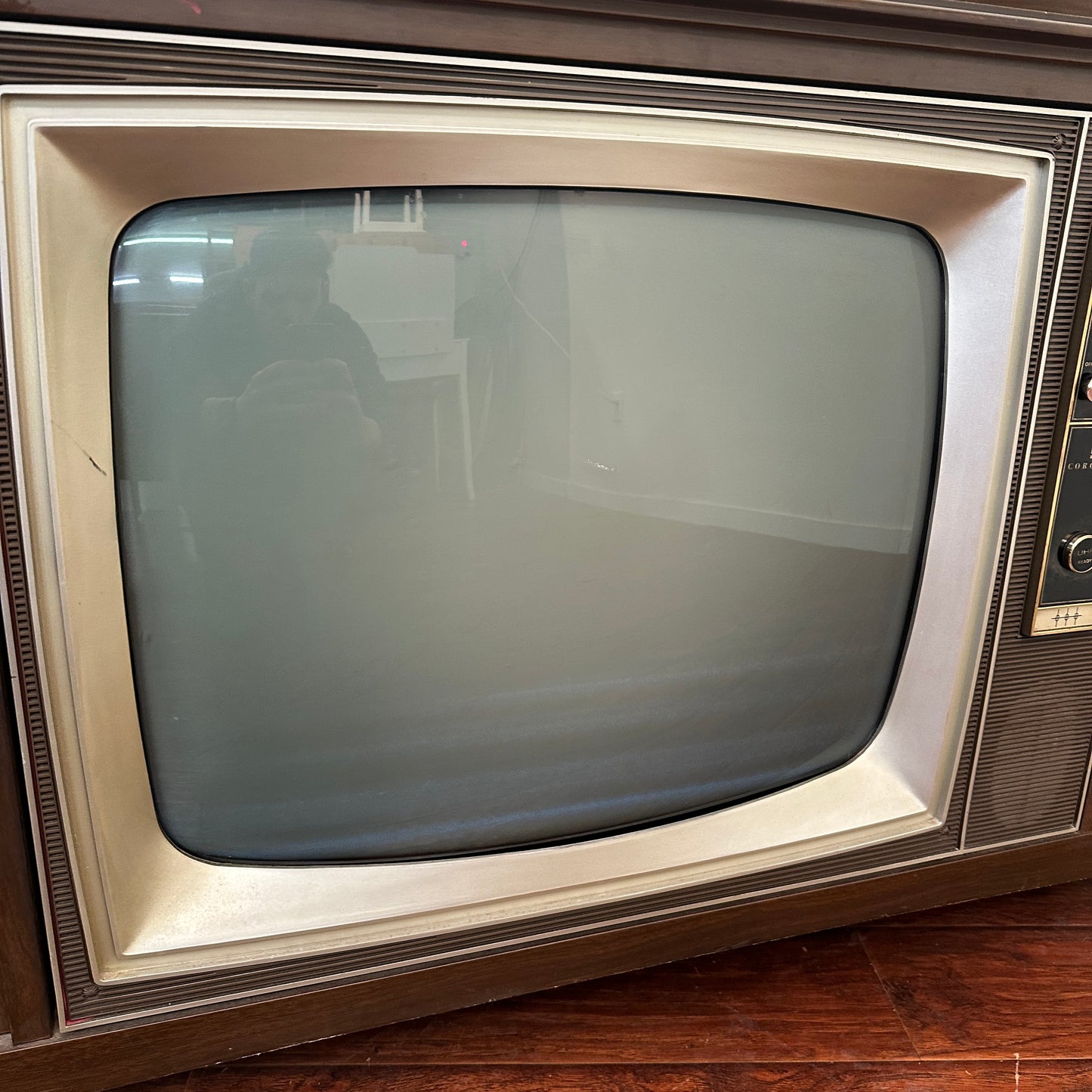 Mid-Century Console TV Cabinet with Original Television (1960s–1970s)