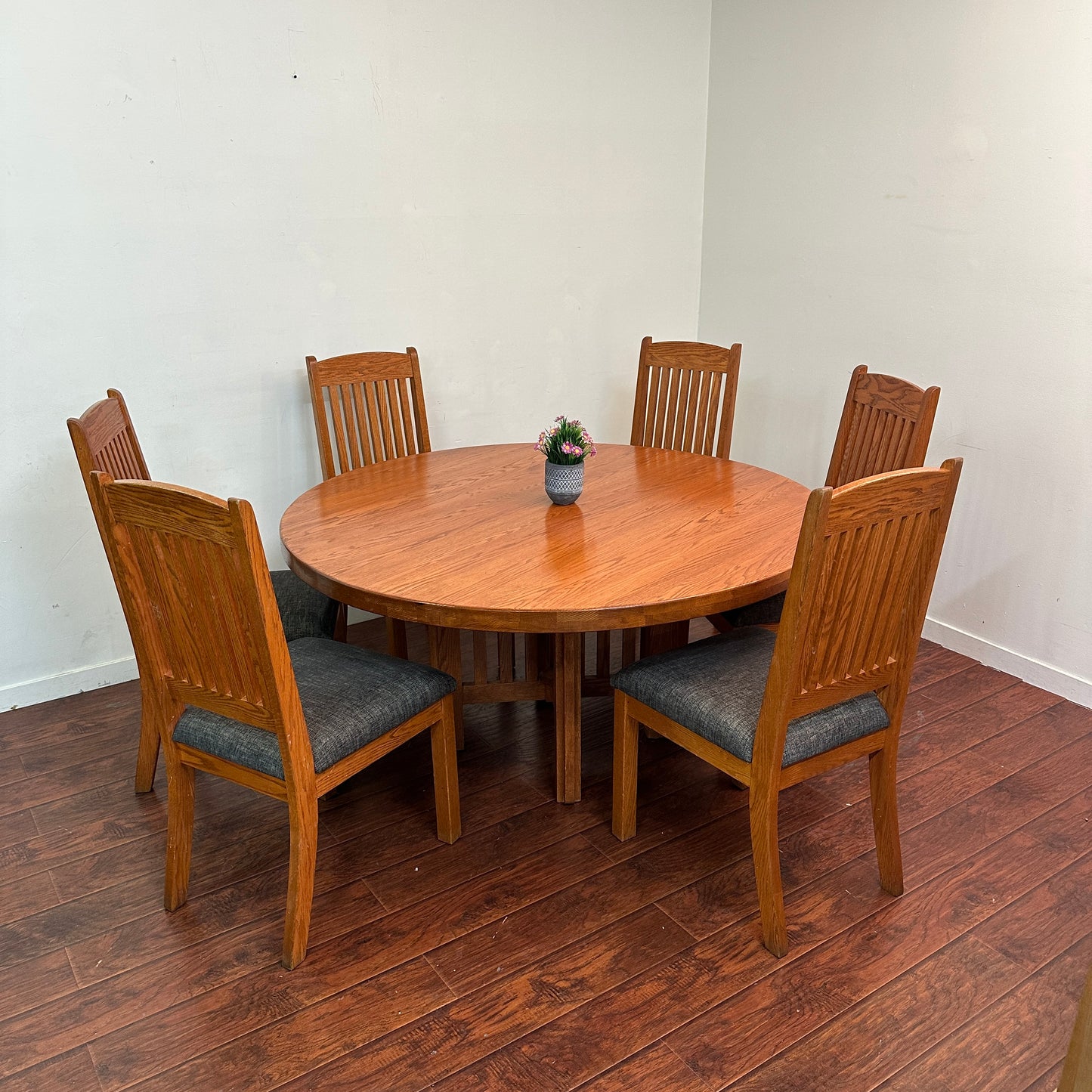 Mission Style Round Oak Dining Set