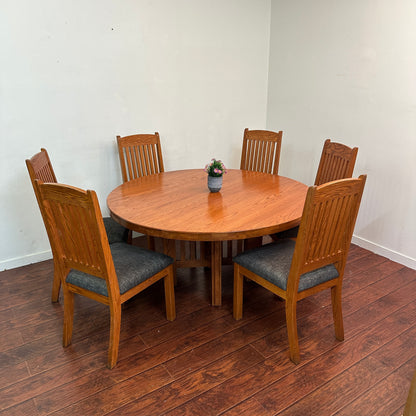 Mission Style Round Oak Dining Set