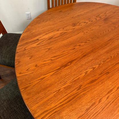 Mission Style Round Oak Dining Set