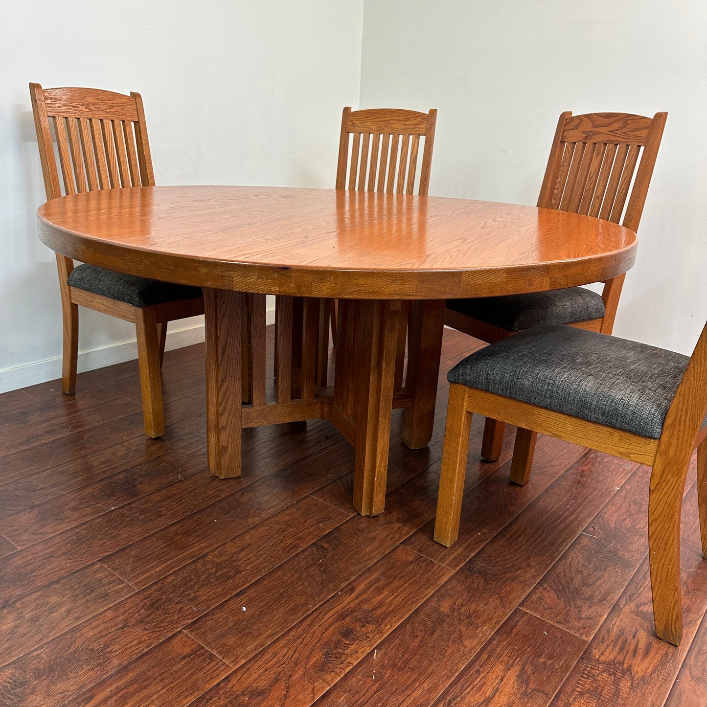 Mission Style Round Oak Dining Set