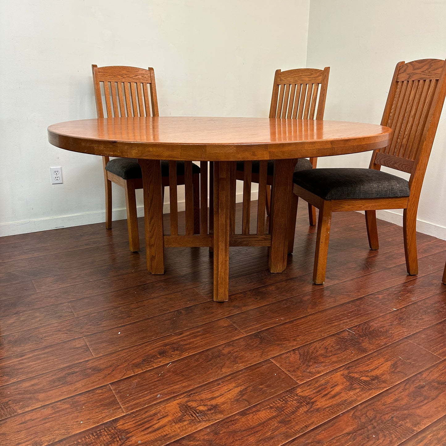 Mission Style Round Oak Dining Set