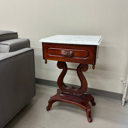 Vintage Mahogany Marble Top Nightstand