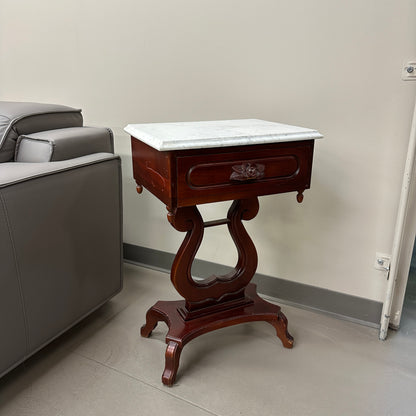 Vintage Mahogany Marble Top Nightstand