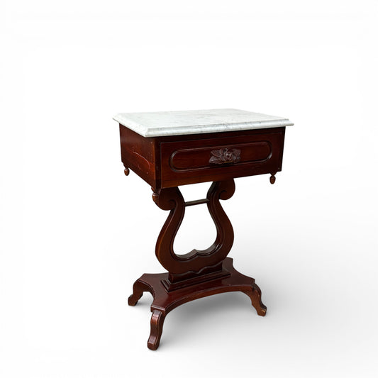Vintage Mahogany Marble Top Nightstand
