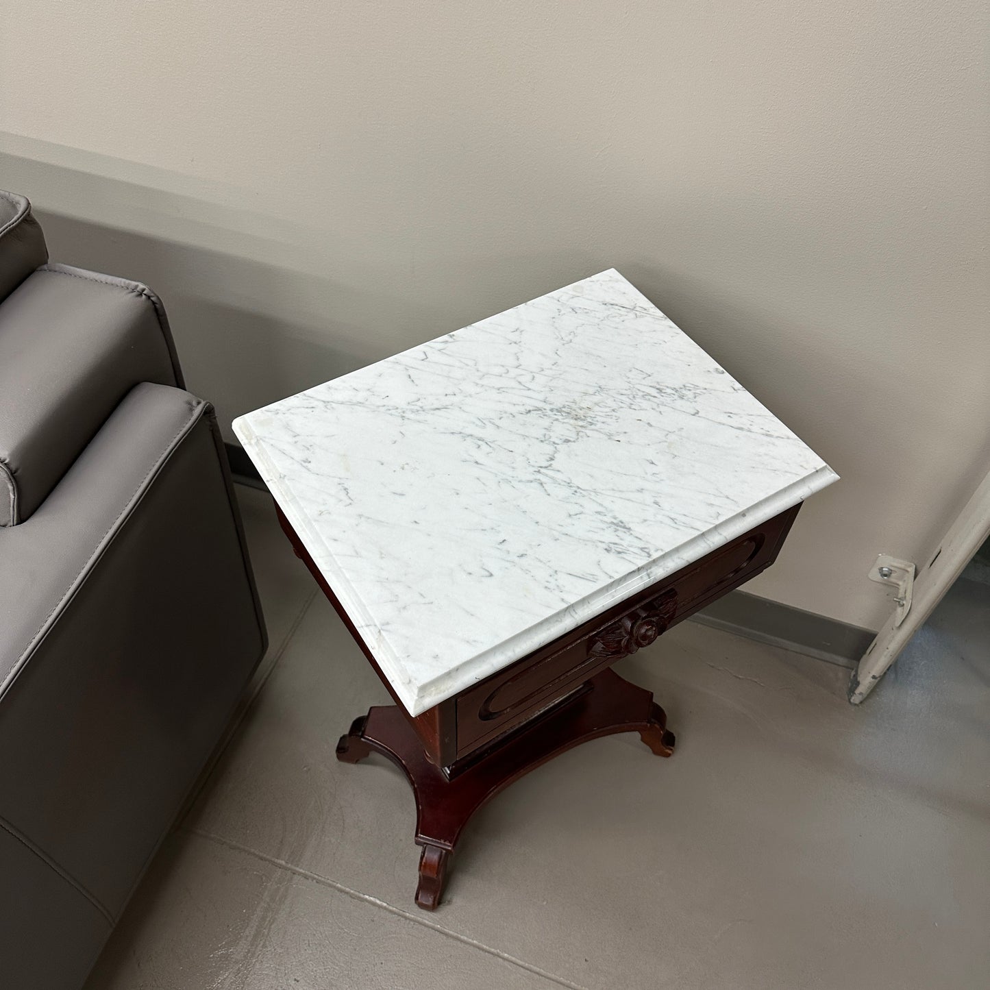 Vintage Mahogany Marble Top Nightstand