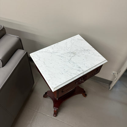 Vintage Mahogany Marble Top Nightstand
