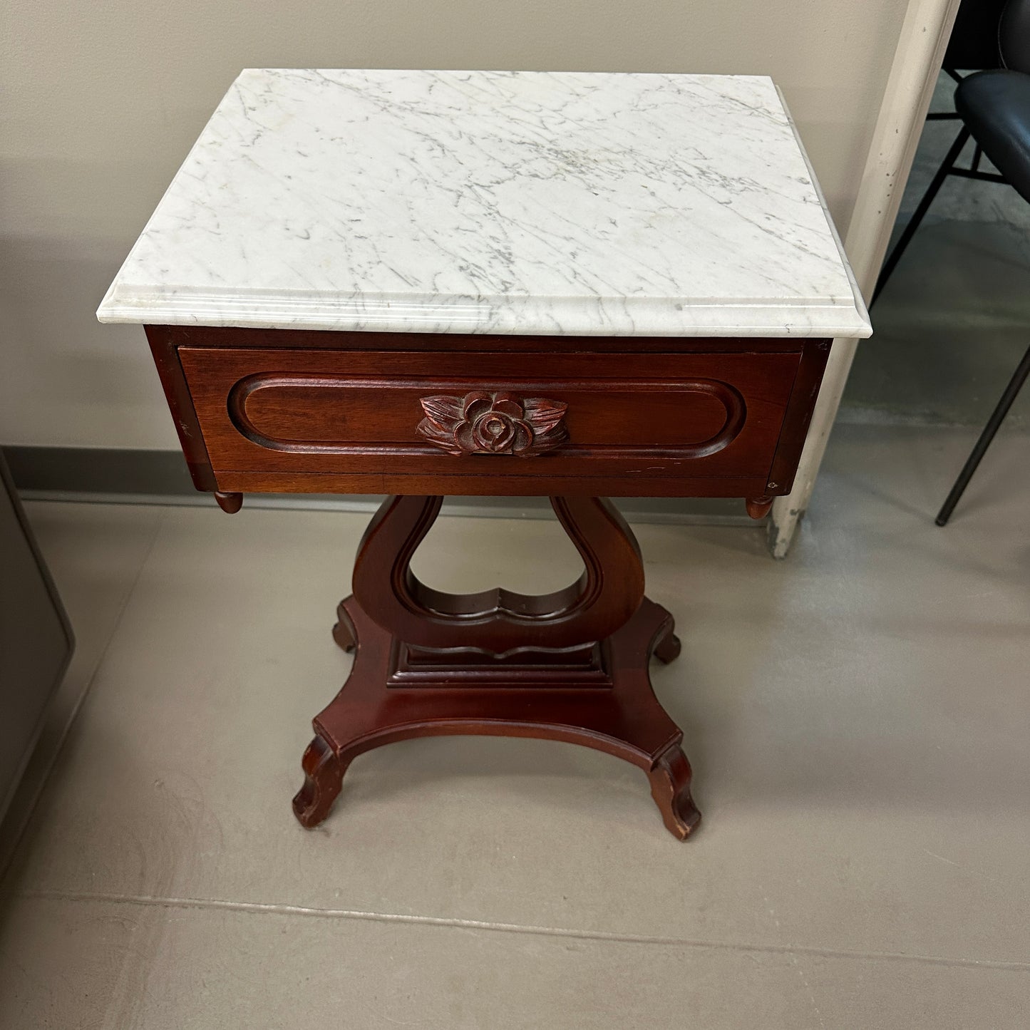 Vintage Mahogany Marble Top Nightstand