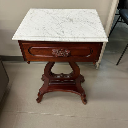 Vintage Mahogany Marble Top Nightstand