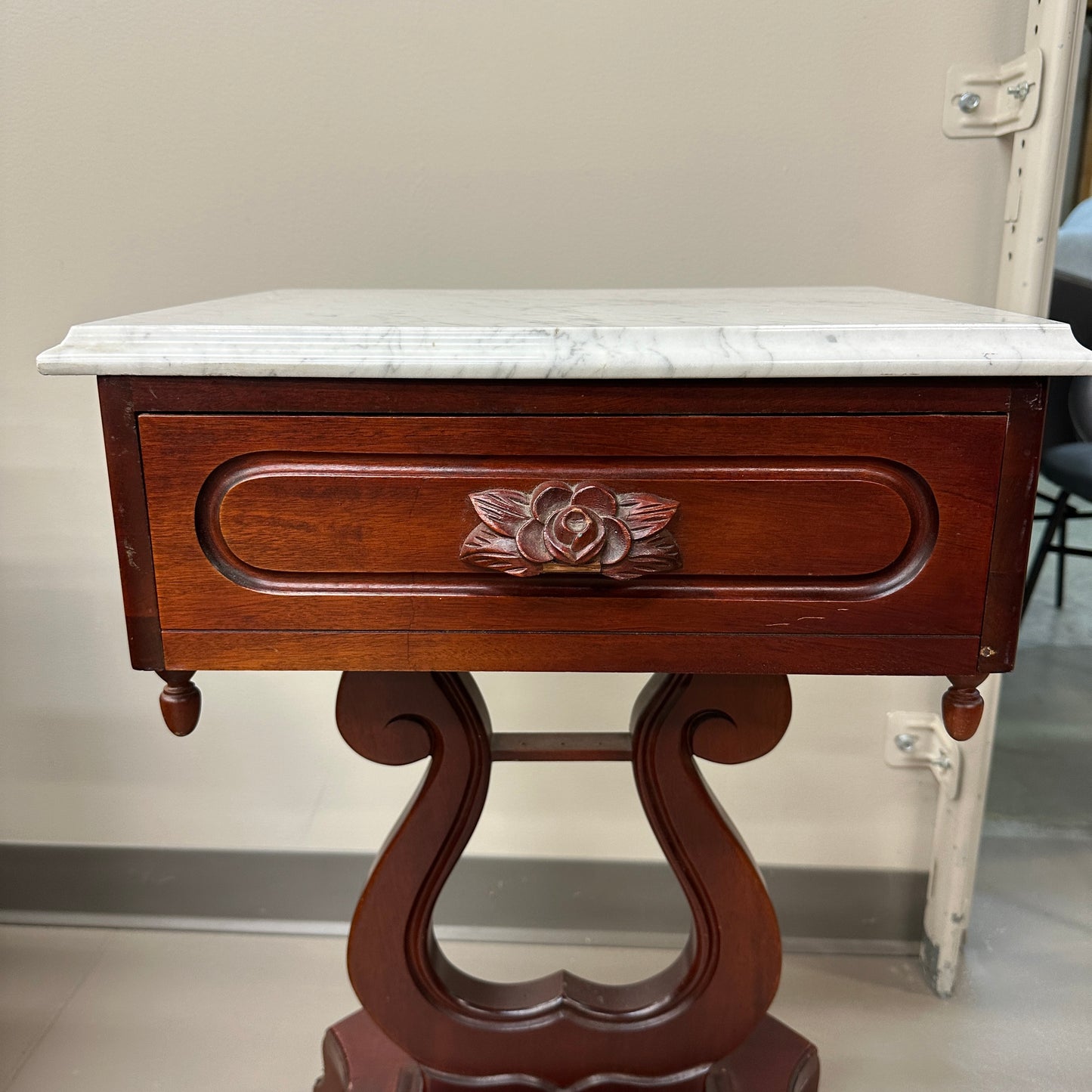 Vintage Mahogany Marble Top Nightstand