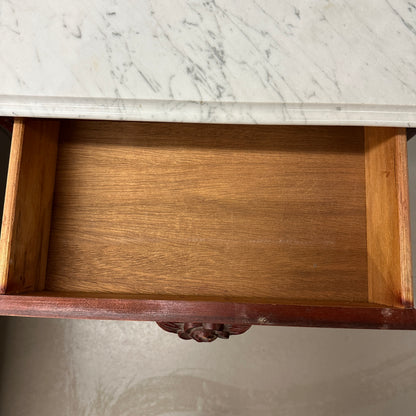 Vintage Mahogany Marble Top Nightstand