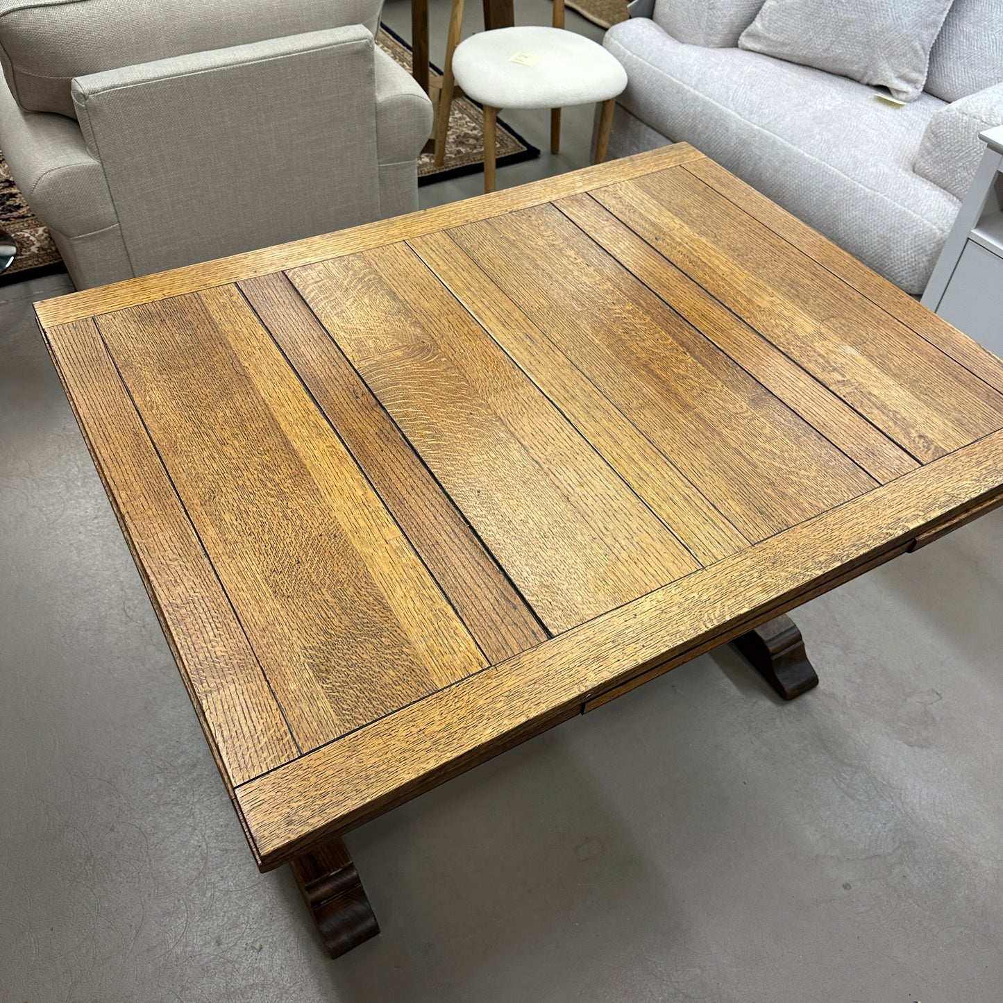 1890's Solid Oak Draw Leaf Dining Table