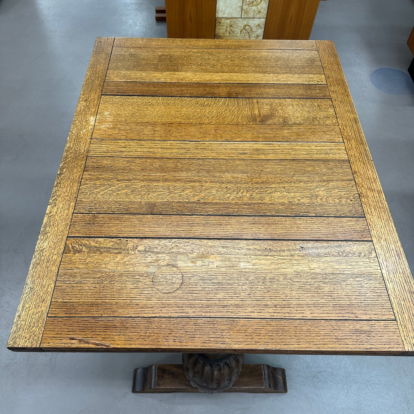 1890's Solid Oak Draw Leaf Dining Table
