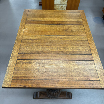 1890's Solid Oak Draw Leaf Dining Table