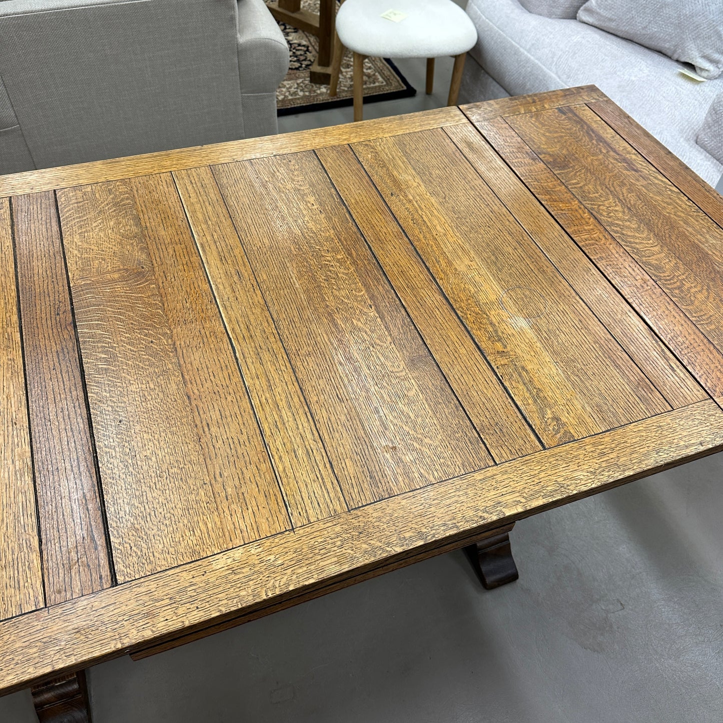 1890's Solid Oak Draw Leaf Dining Table