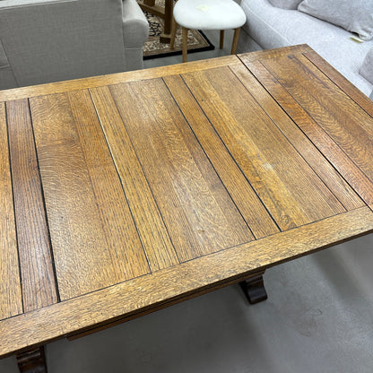 1890's Solid Oak Draw Leaf Dining Table