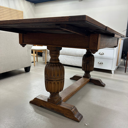 1890's Solid Oak Draw Leaf Dining Table