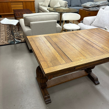 1890's Solid Oak Draw Leaf Dining Table
