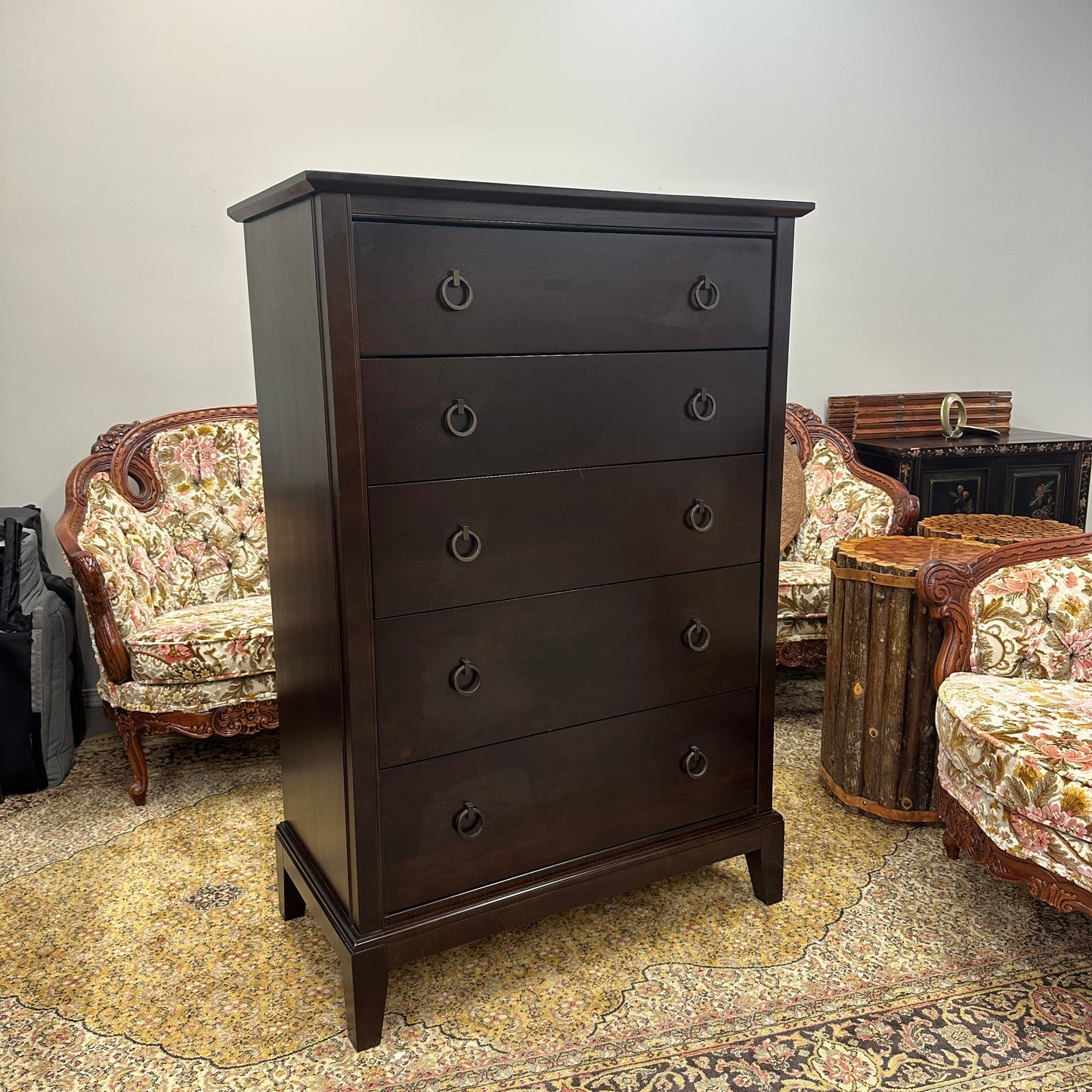 Solid Wood Dark Brown Highboy Dresser