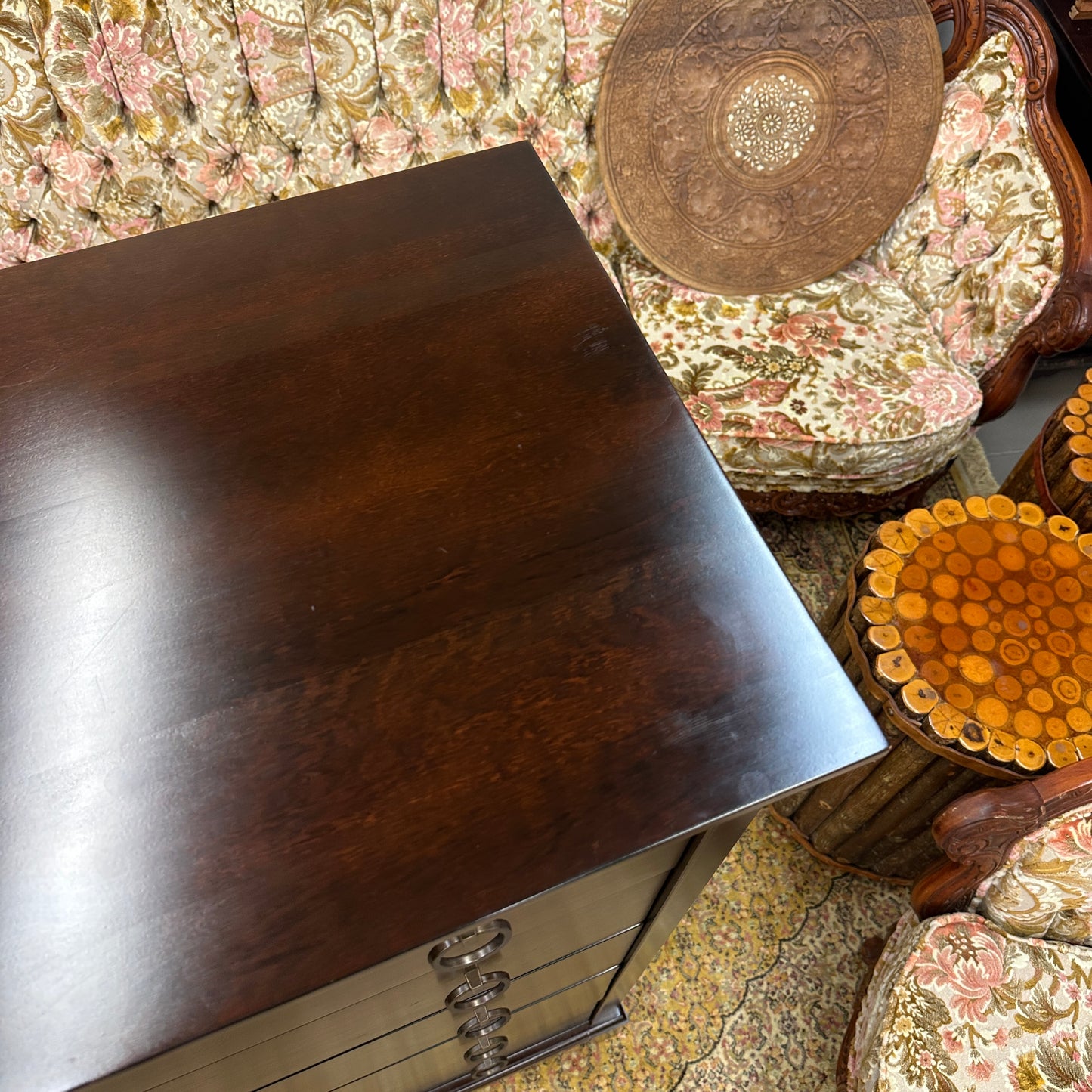 Solid Wood Dark Brown Highboy Dresser