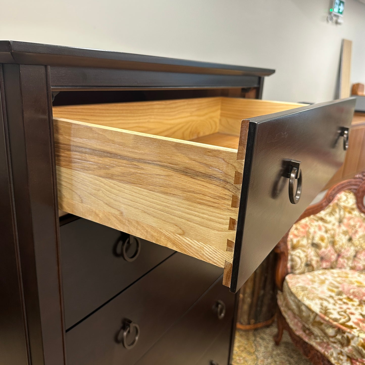 Solid Wood Dark Brown Highboy Dresser