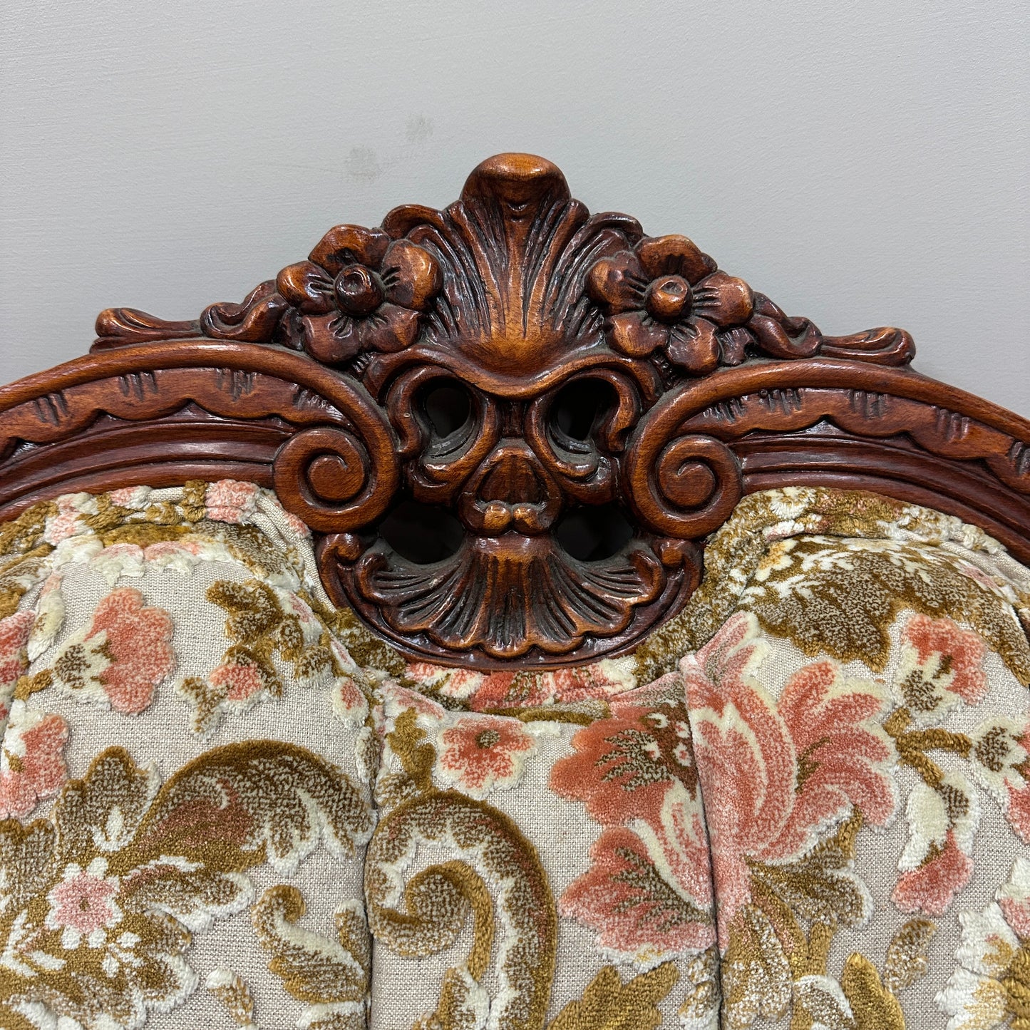 French Victorian-Style Floral Couch and Armchair
