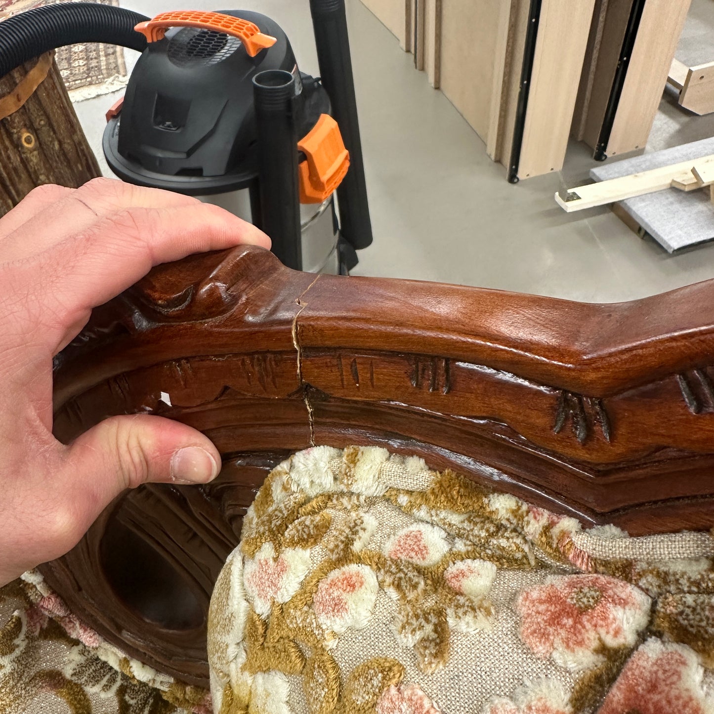 French Victorian-Style Floral Couch and Armchair