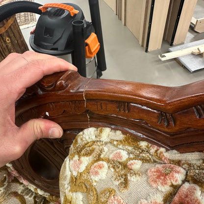French Victorian-Style Floral Couch and Armchair