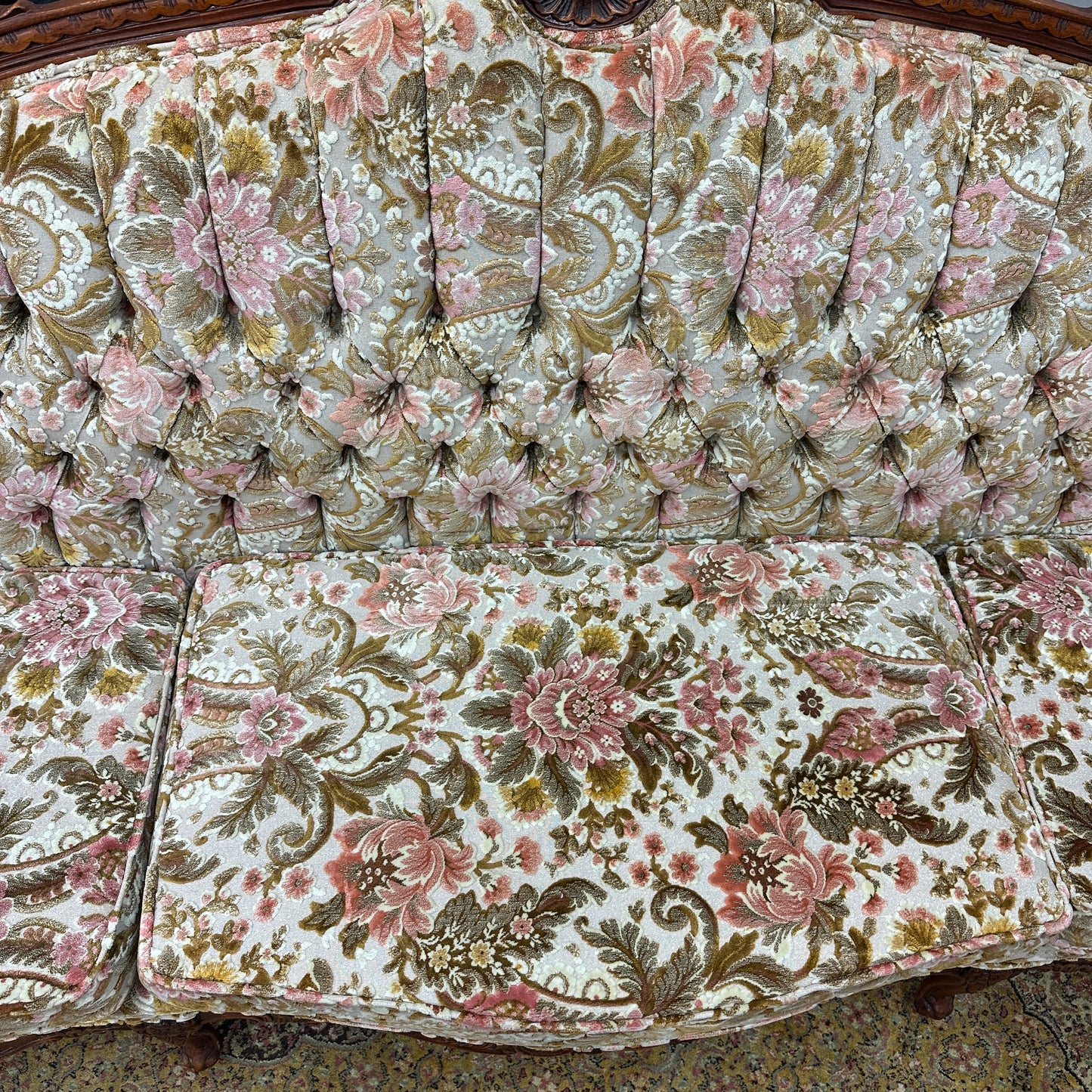 French Victorian-Style Floral Couch
