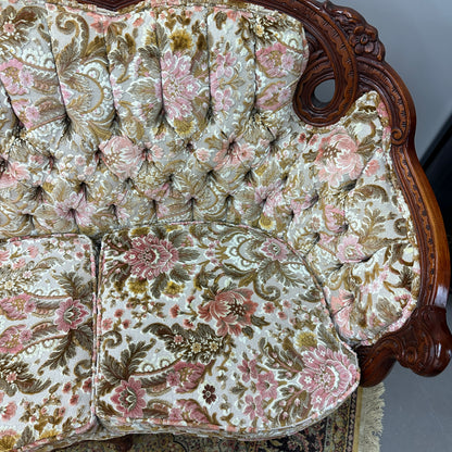 French Victorian-Style Floral Couch
