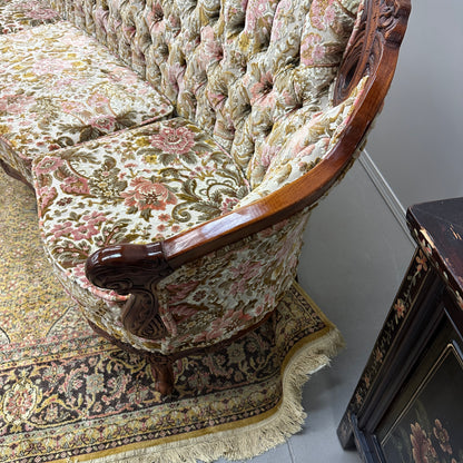 French Victorian-Style Floral Couch