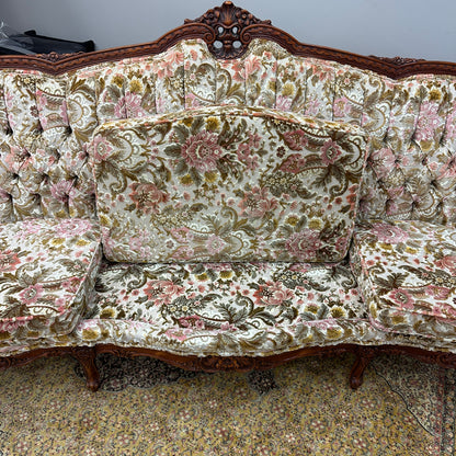 French Victorian-Style Floral Couch