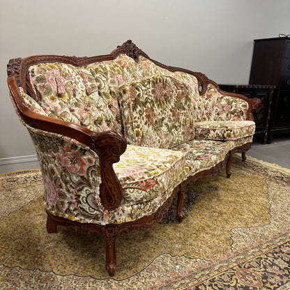 French Victorian-Style Floral Couch