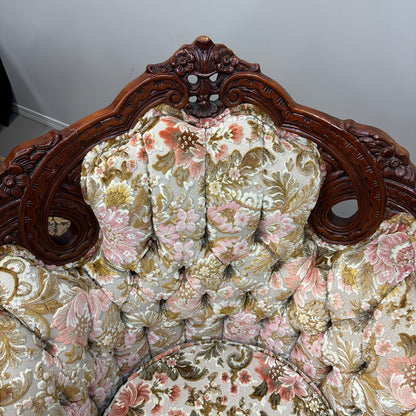 French Victorian-Style Floral Accent Chair