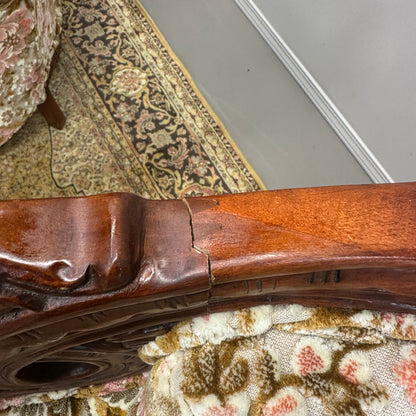 French Victorian-Style Floral Accent Chair