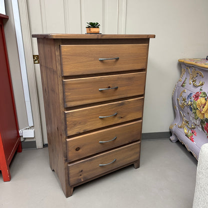 Solid Wood 5 Drawers Highboy Dresser