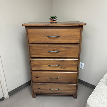 Solid Wood 5 Drawers Highboy Dresser